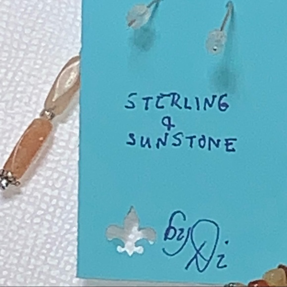 Handcrafted “Just Peachy” Sunstone & Agate Necklace & Earrings Set 925 - Picture 7 of 14